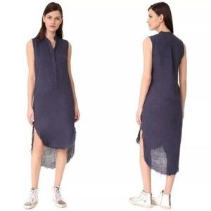 NSF Renny Navy Blue Linen Sleeveless Dress